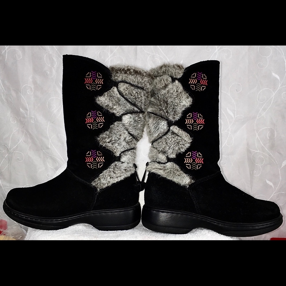 Dansko Suede & Fur (fake) Black Boots BEAUTIFUL!